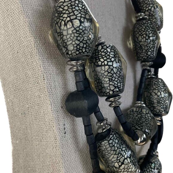 Chico's Women's Iridescent Black & Silver Multi-Strand Necklace - Picture 4 of 6